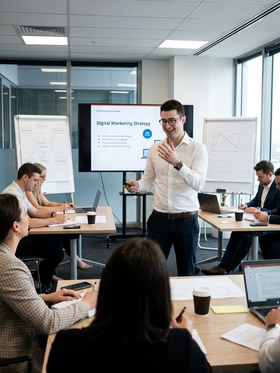 Volodimir presenting an AI roadmap to a leadership team